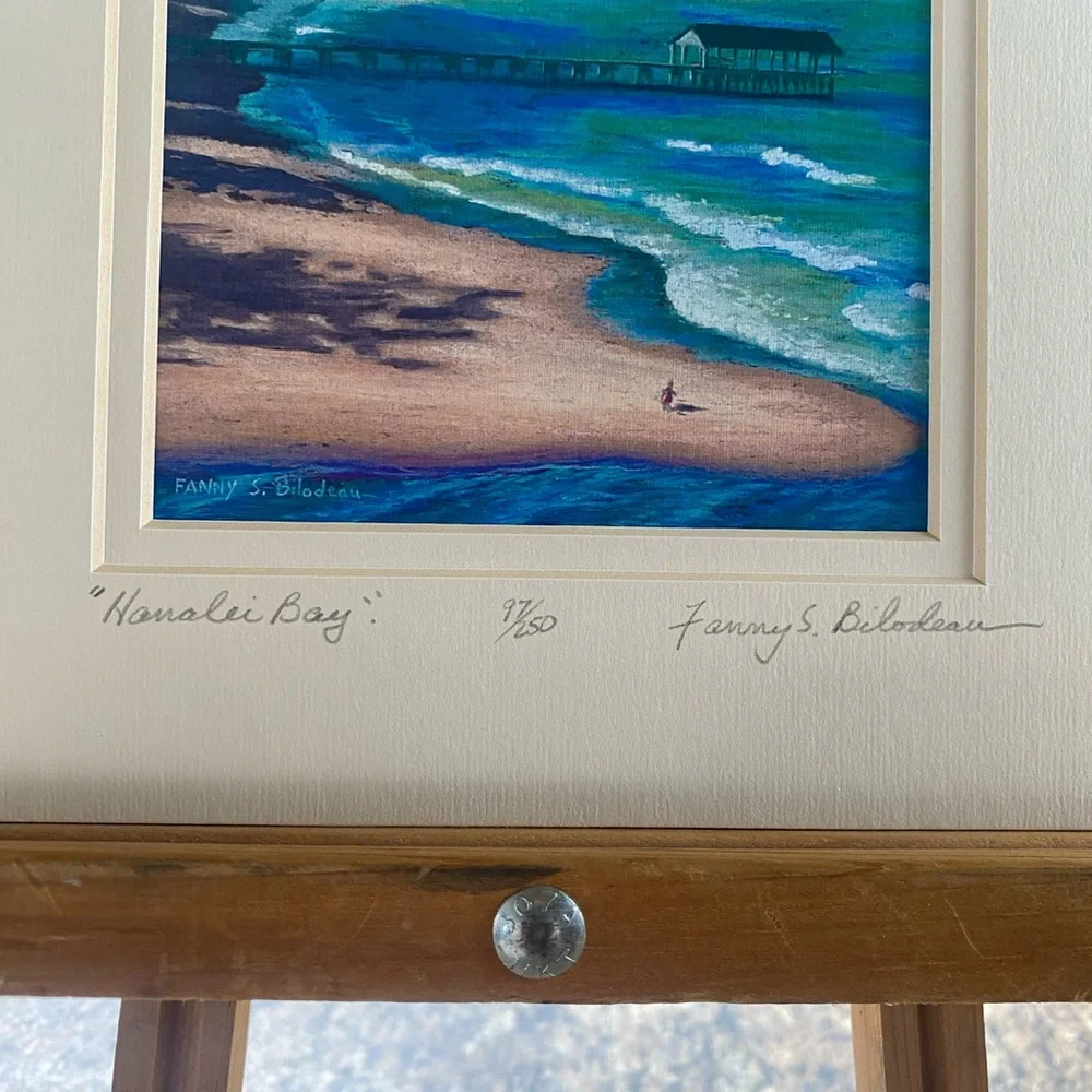 Fanny Bilodeau “Hanalei Bay” Tropical Art Print Signed And Numbered 8inx10in - Picture 3 of 4